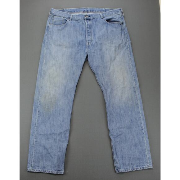 Levis 501 Jeans Men 42x32 Blue Vintage Button Fly Straight Leg Denim Classic Fit - Picture 1 of 10